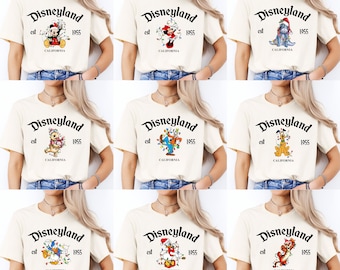 Retro Disneyland Family Christmas Shirts, Disneyland Characters Tee, Disney Christmas Matching Shirts, Disney California Trip Holiday Shirt