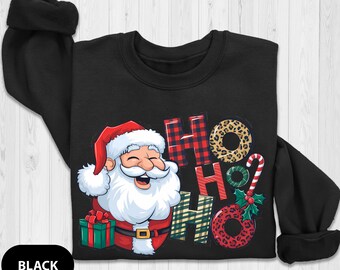 Santa Ho Ho Ho Christmas Sweatshirt, Funny Holiday Graphic Sweat, Retro Santa Claus, Holiday Party Outfit, Vintage Retro Holiday Sweatshirt