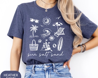 Sun Salt Sand T-Shirt: Preppy Summer Vacation Beach Tee
