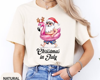 Christmas In July T-Shirt: Tropical Santa Summer Gift