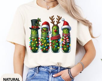Christmas Pickles Shirt, Christmas Season T-shirt, Pickle Lover Christmas Shirt, Cute Pickles Xmas Gift Tee, Pickles Jars Christmas Tee