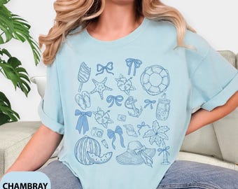 Coquette Seashell Comfort Colors Tee: Coastal Bow Shirt
