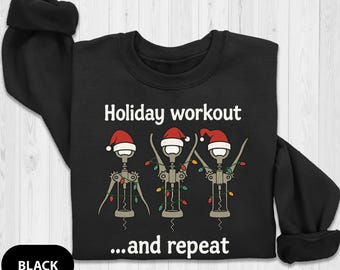 Funny Christmas Sweatshirt Wine Lover Gift, Corkscrew Christmas Party Sweat, Wine Holiday Crewneck Sweater, Drinking Humor, Wine Tasting Top