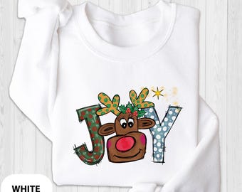 Joy Sweatshirt, Christmas Sweatshirt, Christmas Toddler Sweatshirt, Christmas Cute Deer Sweat, Christmas Gift, Christmas Lover Sweatshirt