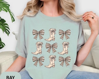 Comfort Colors Coquette Cowboy Shirt: Western Cowgirl Bow Tee