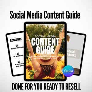Social Media Content Guide: 100 Hooks, 100 CTAs & 90-Days of Content Ideas| Digital Download with MRR