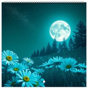 Kalender 2025 - Feld der Gänseblümchen unter Vollmond