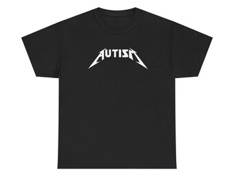 Neurodiversity Roars: Metal Typography, Autism Empowerment Graphic, Bold Awareness DesignFunny Graphic Tee, Unisex Cotton Shirt, Humor