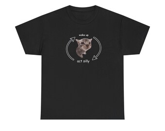 Wake Up and Prowl: Feline Meme Mayhem, Internet Cat Comedy CycleFunny Graphic Tee, Unisex Cotton Shirt, Humor Gift, Casual Meme Top