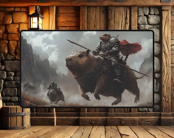 Capybara Cavalry Desk Mat, TCG Playmat, Frog Knight Art, Gaming, Mouse Pad, Table Protector, Office Decor