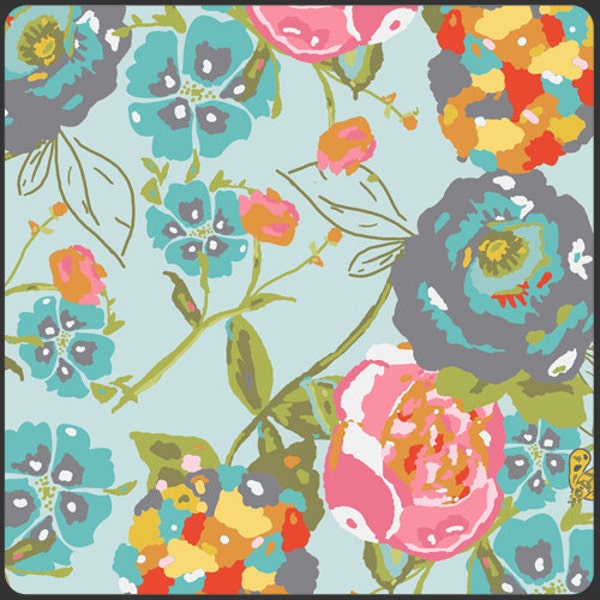 LillyBelle Garden Rocket Turqoise Floral Fabric