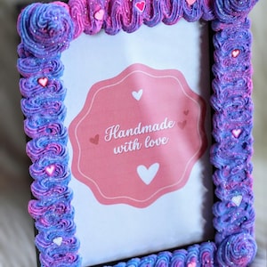 Cosmic Love - Fake Cake Picture Frame with sparkles and glitter, 4 x 6 picture frame, Girly Decor, Cute Picture Frame, Tie Dye, Tie dye Art