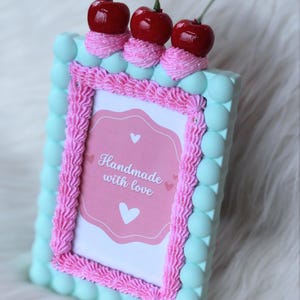 Pastel Blue Picture Frame, Pink Birthday Cake Frame, 4 x 6 frame