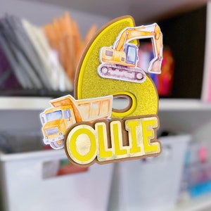 Custom Construction Cake Topper: 3D Layered Birthday Party Decor