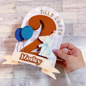 Personalized Silly Goose Birthday Cake Topper: Custom Name & Age