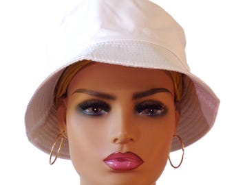 Bucket Hats/Sun Hats/Chemo Hat/Solid White Bucket Hat/ Bucket Hat/Handmade/Head Protection/Cotton