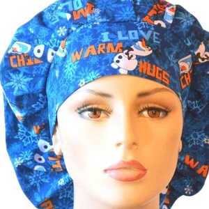 Bouffant Scrub Hat-Olaf Hugs Fabric-Scrub Caps-Surgical Cap-Medical Scrub Hats-Nurse Hats-Veterinarian-Dental-Scrub Caps-Surgical Scrub Hats