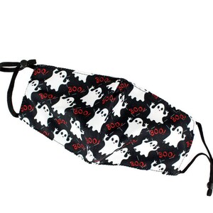 Halloween Face Mask with Soft Ear Elastic and Adjustable Toggle/ Adult Fabric Mask / Reusable, Washable/ Pocket for a Filter /Fall