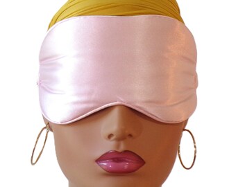 Satin Sleeping Eye Mask-Eye Mask with Satin Covered Elastic-Bride-Bridesmaid Gift Idea-Gift for Women-Luxury Eye Mask-Soft Pink Both Sides
