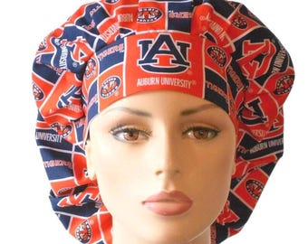 Bouffant Scrub Hat-University of Auburn Fabric-Scrub Caps-Surgical Cap-Medical Scrub Hat-Nurse-Veterinarian-Chemo-Dental-Scrub Caps-NCAA