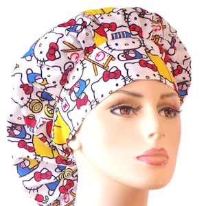 Bouffant Scrub Hat-Kitty at Play Fabric-Scrub Caps-Surgical Cap-Medical Scrub Hat-Nurse-Veterinarian-Dental-Scrub Caps-Surgical Scrub Hats