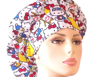 Bouffant Scrub Hat-Kitty at Play Fabric-Scrub Caps-Surgical Cap-Medical Scrub Hat-Nurse-Veterinarian-Dental-Scrub Caps-Surgical Scrub Hats