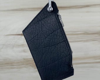 Leather "Angled" Belt Wallet - Black & Silver - Handmade Accessory