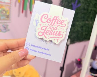 Coffee and Jesus Magnetic Bookmark | Bible Reading Accessory, Faith Gift