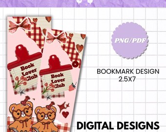 Book Lover Bear Bookmark | Printable Digital Bookmark