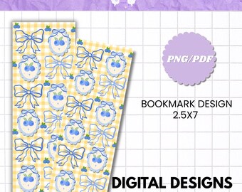 Blueberry Bow Bookmark | Printable Digital Bookmark