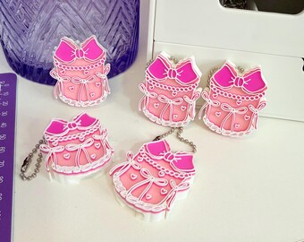 Pink Coquette Cake Can Opener Keychain