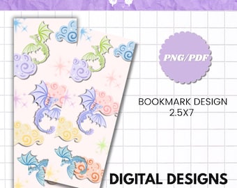 Pastel Dragon Bookmark Design | Fantasy Whimsical Reading (Digital Download)