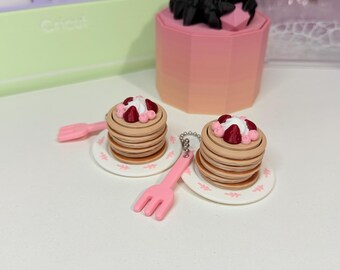 Strawberry Pancake Stack Clicker Keychain