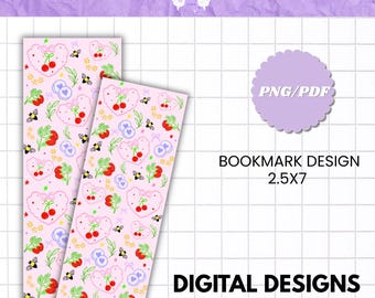 Bees, Berries & Cherries Bookmark | Printable Digital Bookmark