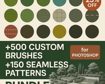 Landscape Rendering Bundle – 150+ Seamless Photoshop Patterns & Brush Pack (Save 25%)