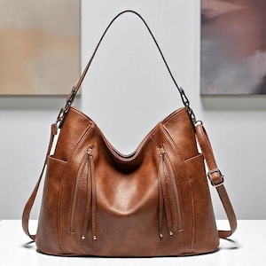 Damen Leder Umhängetasche - Große PU Handtasche für Frauen, Fashion Hobo Geldbörse, Reisetasche, Leder Geldbörse, Designer Style Messenger Bag