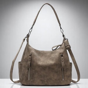 Bolso bandolera de piel mate de lujo: bolso de hombro de gran capacidad para mujer, bolso estilo hobo retro con diseño oblicuo, bolso de diseño con asa superior.