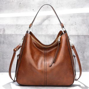 Sac hobo en cuir pour femme - Sac à main de grande capacité, sac à main fourre-tout tendance, sac décontracté de style vintage pour un usage quotidien, sac à main de créateur