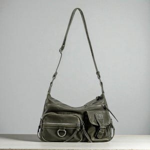 Y2K Crossbody Bag, Vintage Shoulder Bag for Women, Washed Shoulder Leather Purse, Messenger Bag, Retro Vintage Bag