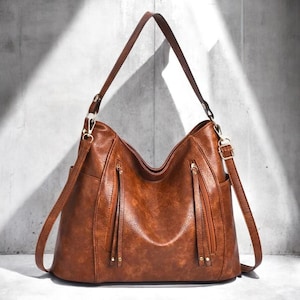 Sac à bandoulière de luxe en cuir PU - Sac à main grande capacité pour femme, sac à main messager vintage, fourre-tout hobo à la mode, sac à bandoulière de créateur