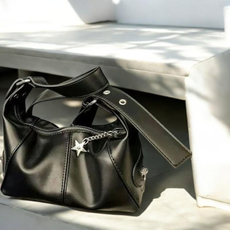 Y2k Black Leather Bag - Etsy Y2k Black Leather Bag - Etsy