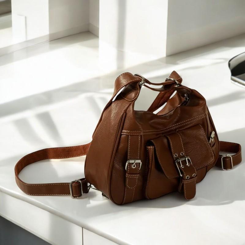 バッグ grunge gimmick leather shoulderbag brown grunge leather gimmick shoulder bag