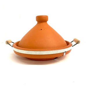 Handmade Moroccan Clay Tagine Pot with Handles – Terracotta Cooking Tajine for Gas & Electric Stove – Traditional North African Cookware
