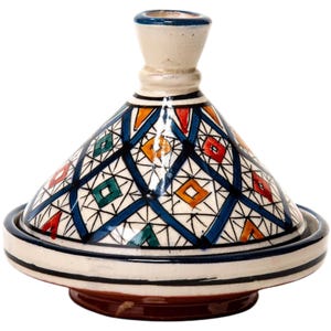 Handmade Moroccan Tagine Pot – Colorful Ceramic Cookware & Decor – Traditional North African Pottery – Cone Lid Casserole Dish –Kitchen Gift