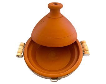 Moroccan Handmade Clay Cooking Tagine - 30cm Terracotta Tajine for 4-6 Servings - Authentic Tagine Pot for Slow Cooking & Stews