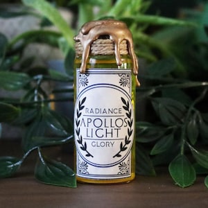 アポロの光ミニポーション：異教の装飾、神話、TTRPGの小道具、本棚の装飾、ファンタジーギフト