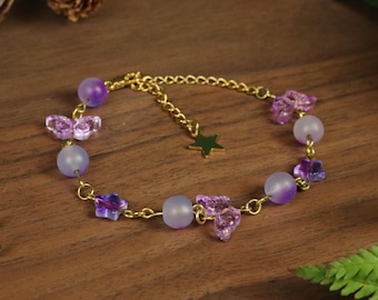 Plum Fairy-armband: op Fairycore, Cottagecore, Forest geïnspireerde sieraden