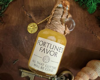 Fortune's Favor Decorative Potion, Fantasy Prop, Roleplay, Roman, Mythology, Luck, Gold, Fortune Apothecary, Potion Bottle