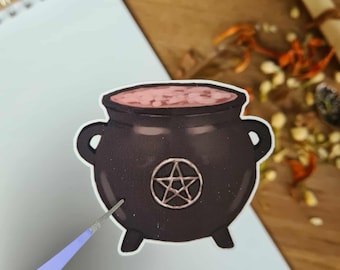 Witchy Kessel Vinyl Aufkleber – Halloween Witchcraft Journal & Laptop Aufkleber – Planer- oder Skizzenbuch Dekoration
