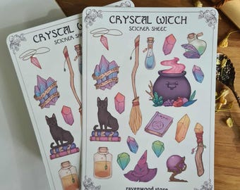 Crystal Witch Sticker Sheet - Planner Stickers - Bullet Journal - Journaling - Witchy - Crystals